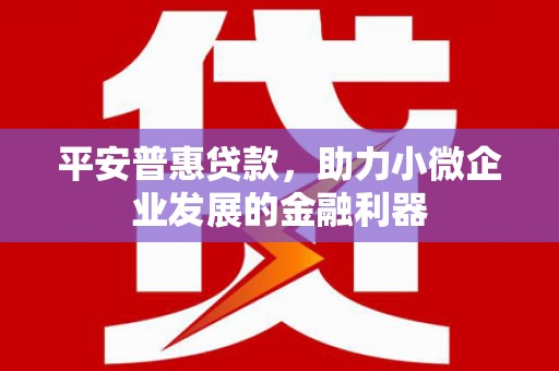 乌丘平安普惠贷款，助力小微企业发展的金融利器