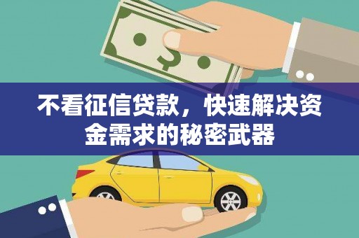 乌丘不看征信贷款，快速解决资金需求的秘密武器